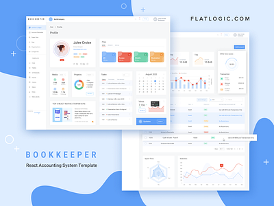 Bookkeeper accounting admin template app dashboard nodejs react react admin template template trend trendy design ui ux web