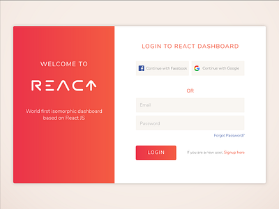 React Dashboard Login business css graphic design js login login page red ui ux web