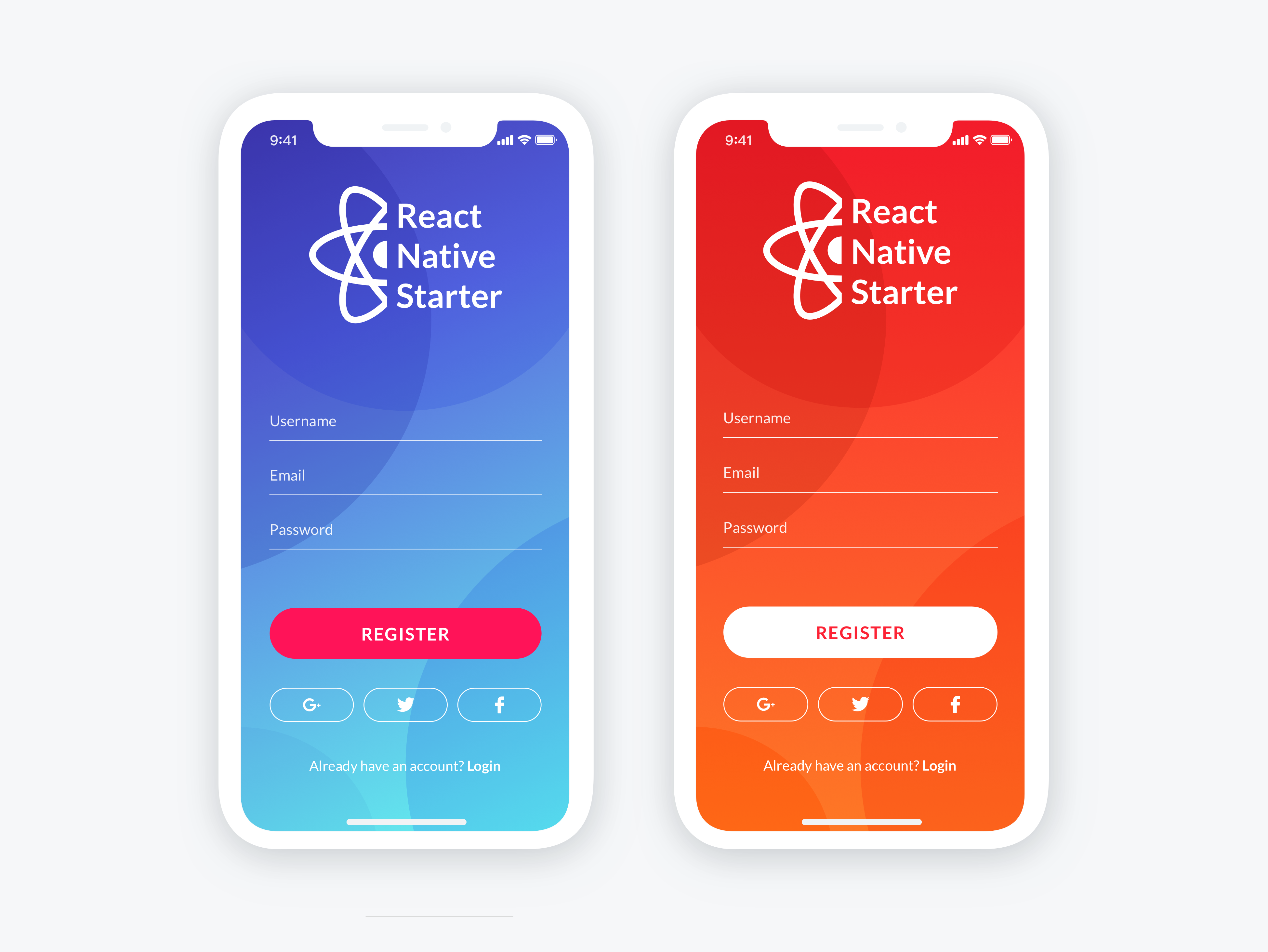 React template. Kit mobile.