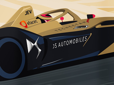 Formula E: Ad Diriyah E-Prix Illustration black cars electric formula e gold illustration motorsport racing sports