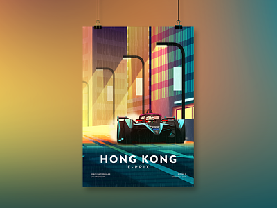 FIA Formula E – Hong Kong E-Prix Illustration formula e hong kong illustration motorsport neon poster racing urban vector