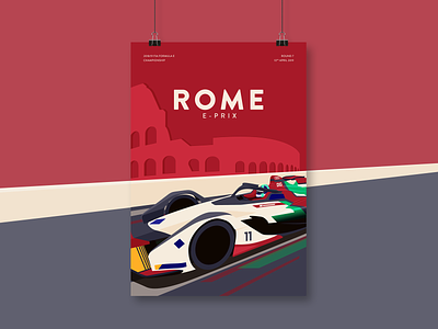 Rome E-Prix Illustration car formula e illustration motorsport poster racing vector