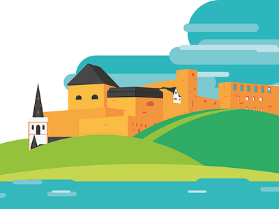Castle Rheinfels affinity designer castle countryside illustration vector