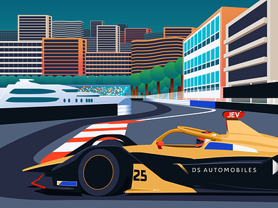 Monaco E-Prix 2019 – FIA Formula E car design formula e illustration motorsport racing vector