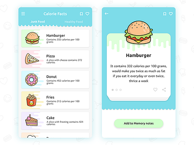 Calorie Facts App design