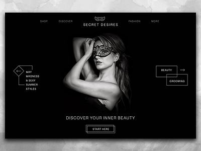 Secret Desires black fashion minimal ui website