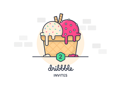 2 Dribbble Invites :) cute design draft dribbble ice cream illustration invites pink vector