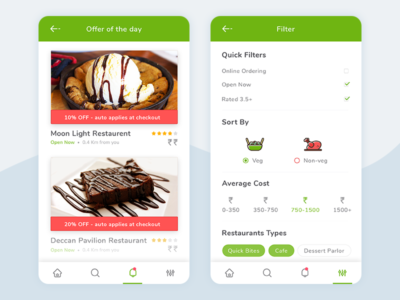 Food Express Part 3 veg non-veg green foodie app food colors
