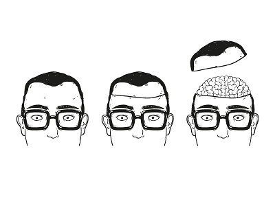 Geek brain geek hipster illustration lineart vector
