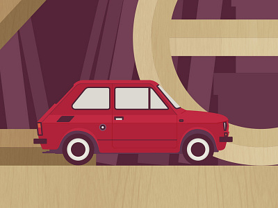 Maluch car fiat 126 flat icon illustration vector