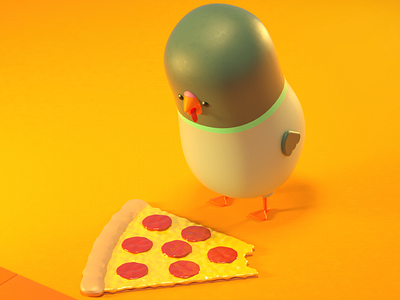 Jorge, the Pigeon 3d 3d art 3d artist cinema 4d cinema4d illustration pigeon pigeons pizza
