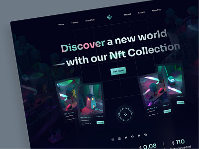 NFT Collection Landing Page 3d coin crypto design illustration landing marketplace nft opensea token ui uiux ux web