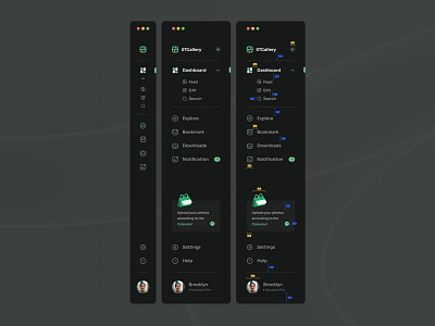 Sidebar Navigation (Dark) 3d dark dashboard design sidebar sidebar navigation tooltip ui uiux ux