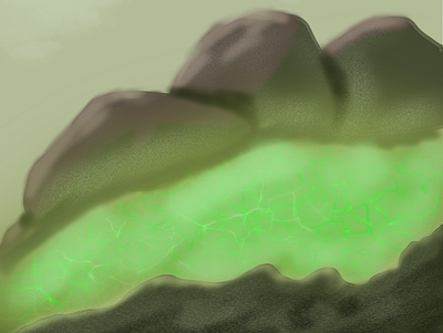 Neon River alien planet illustration procreate