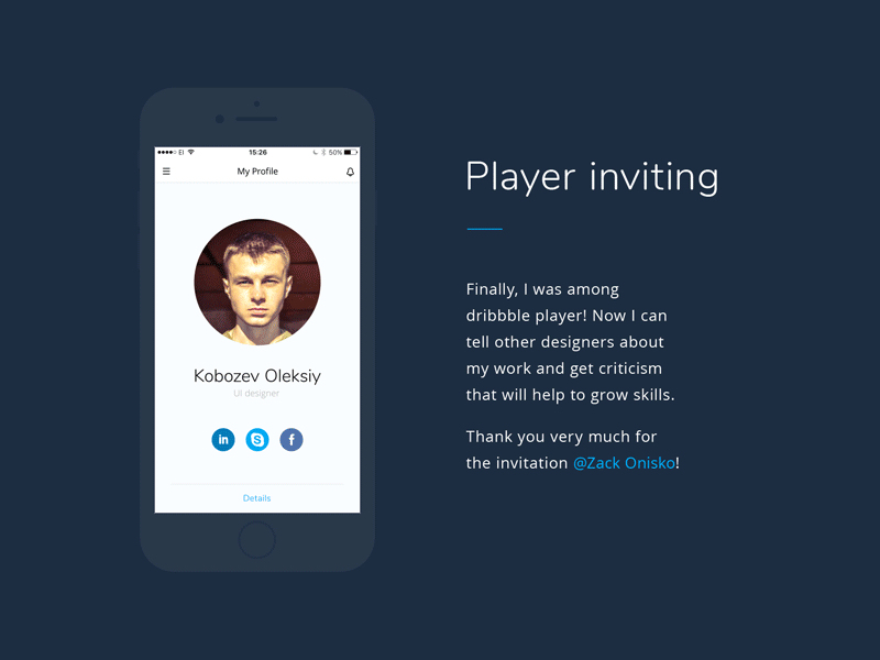 Hi Dribbble community! animation interaction mobile notification profile ui