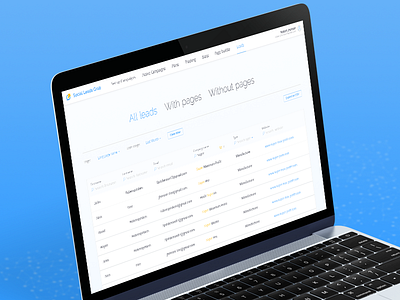 Leads list app blue branding design desktop geometry search table typography ui ux web