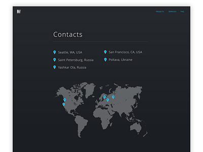 Contacts address clean contacts corporate dark data desktop digital map modern pointer web