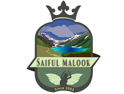 Saiful Malook Emblem brand branding design emblem emblem logo fairy fairytales graphic design illustration lake logo love story national park nature prince vector