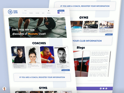 "GymFind" main page website UI design graphic design gym ui web design