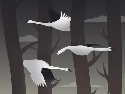 The Magic Swan Geese (Гуси-Лебеди) animals book branding dark design fairytale goose graphic design illustration illustrator lost russia russian swan texture vector woods