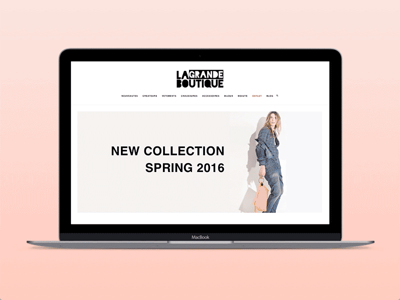 La Grand Boutique new homepage clothes ecommerce fashion gif gradient landing mockup pastel principle shop ui user interface
