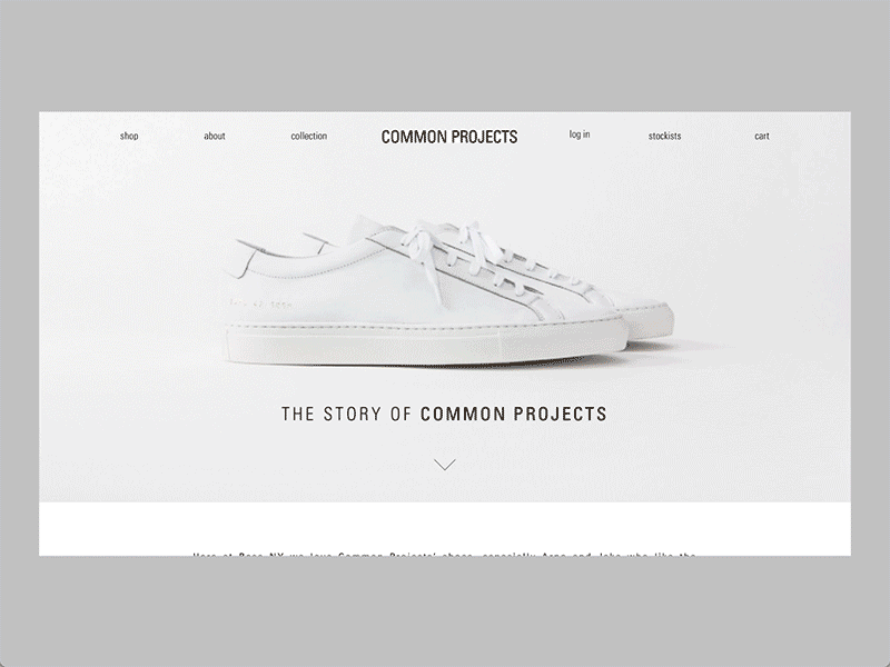 Etude : Common Projects clean common projects ecommerce fashion free ui kit gif minimal principle shop sketch ui ux