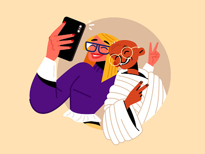 Gen Y with Gandhi character character design gandhi happy illustration infographic millennials phone selfie vector