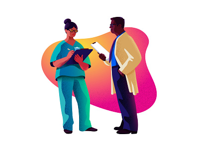 Nurse & Doc character characterdesign doctor flat grainy hospital illustration nurse vector