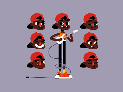 Musician pupil animation character character design faces guitar illustration kid music musician pupil student vector