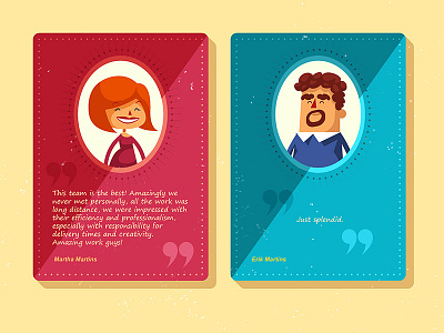 Testimonial cards animation card illustration man testimonial woman