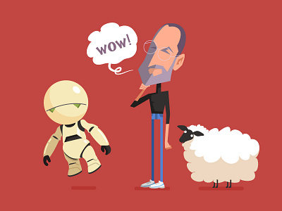 Steve Jobs, Marvin and Sheep animation character illustration marvin sheep steve jobs