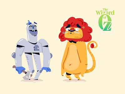 The Wizard of Oz 02 animation character flat illustration lion tin man vector wizard of oz