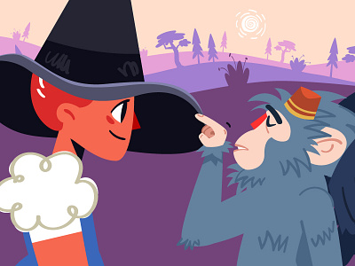 The Wizard of Oz 09 animation characters children flat flat design hat illustration kids book monkey vector witch wizard of oz