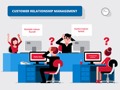 CRM Problems angry animation crm management office workers