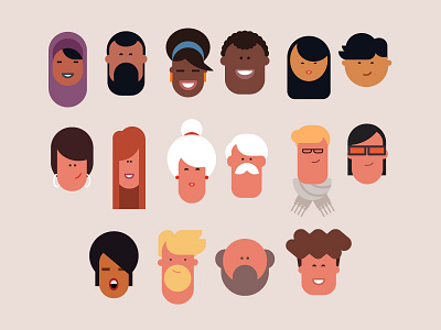 Heads animation arch character elderly head man nationality people woman young