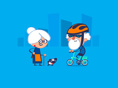Grandpa Ride animation bike dog grandma grandpa pug ride sunglasses