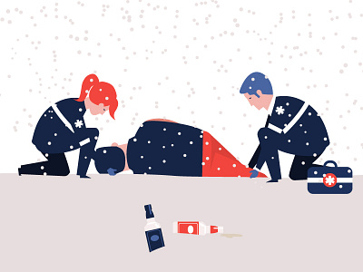 Paramedics animation booze death drink drunk helping job life paramedics profession snow winter