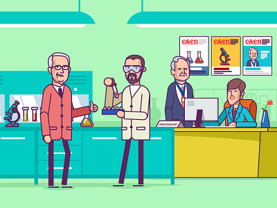 Chemists animation character chemist chemistry knowledge lab laboratory professor research science vector work