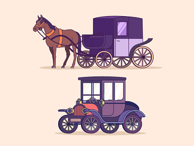 Old Wheels animation car coach horse landau old car old times transport vintage wheels