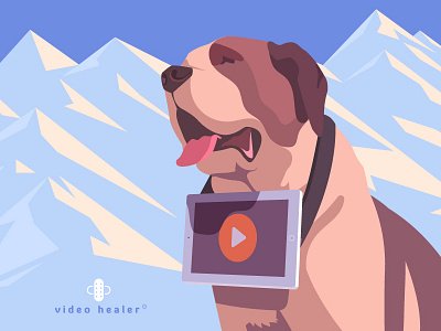 Bernard campaign dog heal hill illustration logo mountain rescue tablet video
