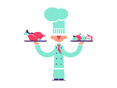 Chef chef chicken cook dinner dish food fruit illustration lunch meal vegetable
