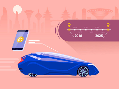Self Driving Car animation car city future navigation phone timeline update