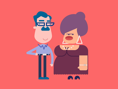Couple animation charater couple flat man pair parents woman