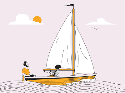 Max Sailing animation character dad sailing sea son waves wind