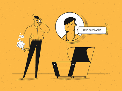 Guy animation animation character armchair guy half tone illustration smoke web illustration