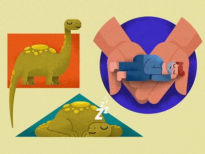 Sleeping Techniques animaiton character dinosaur hand night sleeping