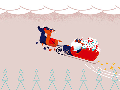 Santa's trip1 animation character characters christmas gift illustration rudolph santa santa claus sleigh vector vector art xmas