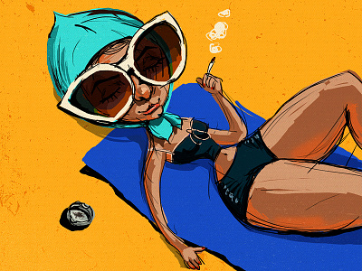Jolika On Vacation beach cigarette kerchief rest smoking sunbath sunglasses sunshine vacation