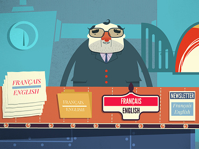 The Language Case 01 animation bilingual bureaucrat canada conveyor belt english factory francais language