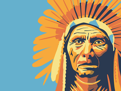 Chief Seattle flat illustration